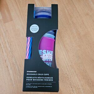 Starbucks Blue and Pink Reusable Cold Cups Set